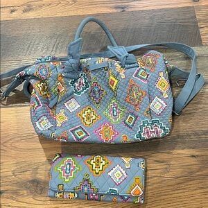 Vera Bradley Painted Medallions Hadley Satchel with Matching Wallet
